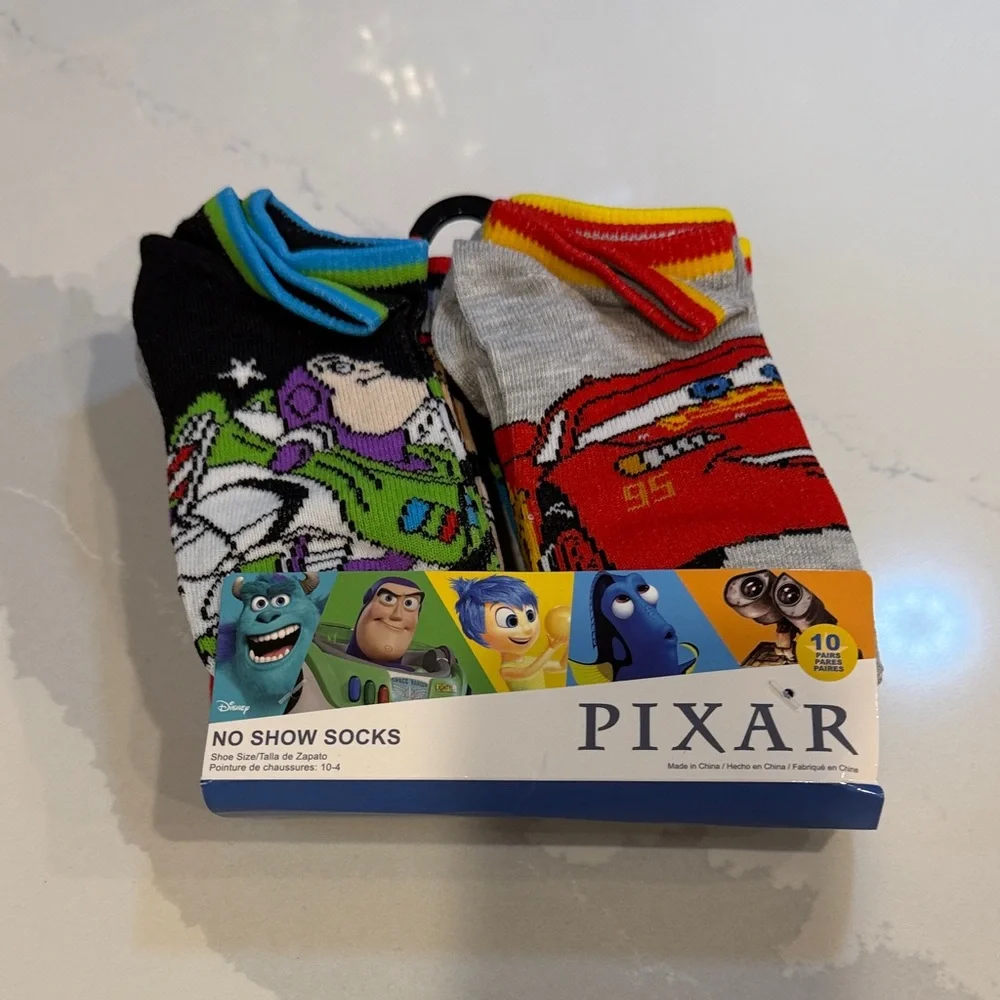 Disney Multicolor No Show Socks Set. Pixar. 10-4 kids